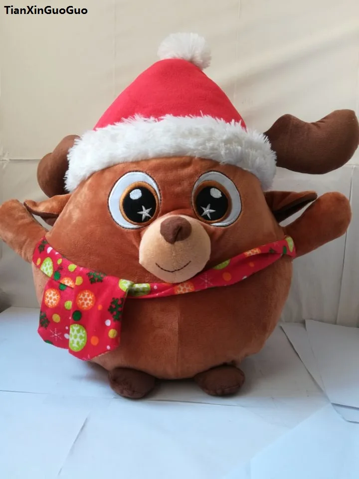large 50x40cm lovely cartoon reindeer plush toy christmas deer soft doll throw pillow Christmas gift b1402