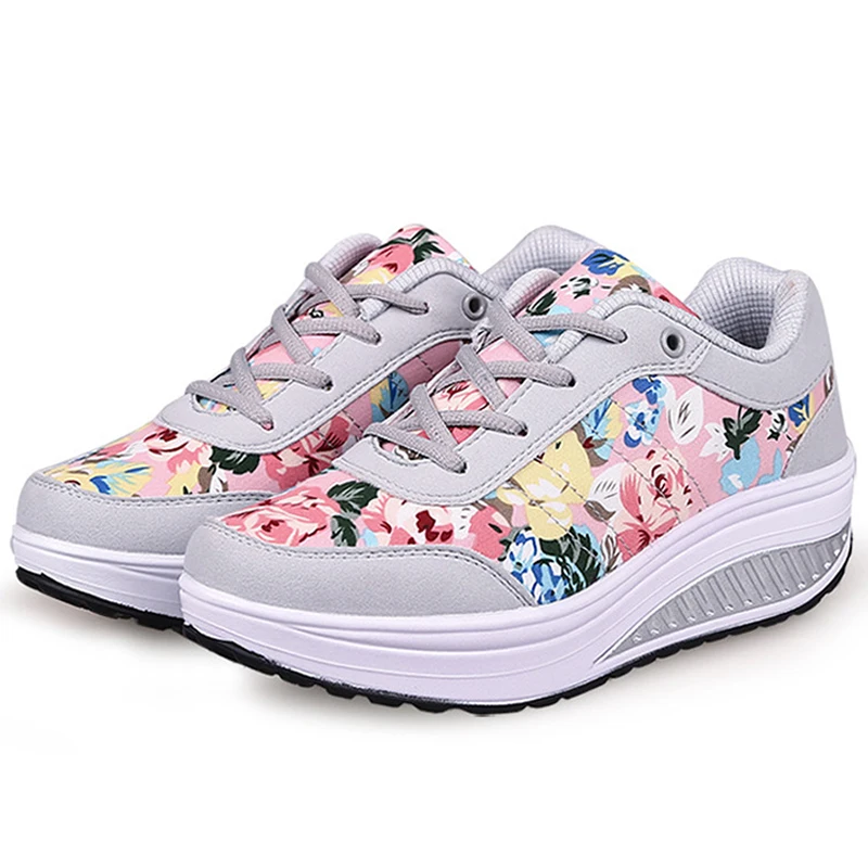 2023 Autumn Women Casual Shoes Fashion Breathable Walking Wedge Shoes Women Sneakers Printed Ladies Shoes Tenis Feminino WSH3302