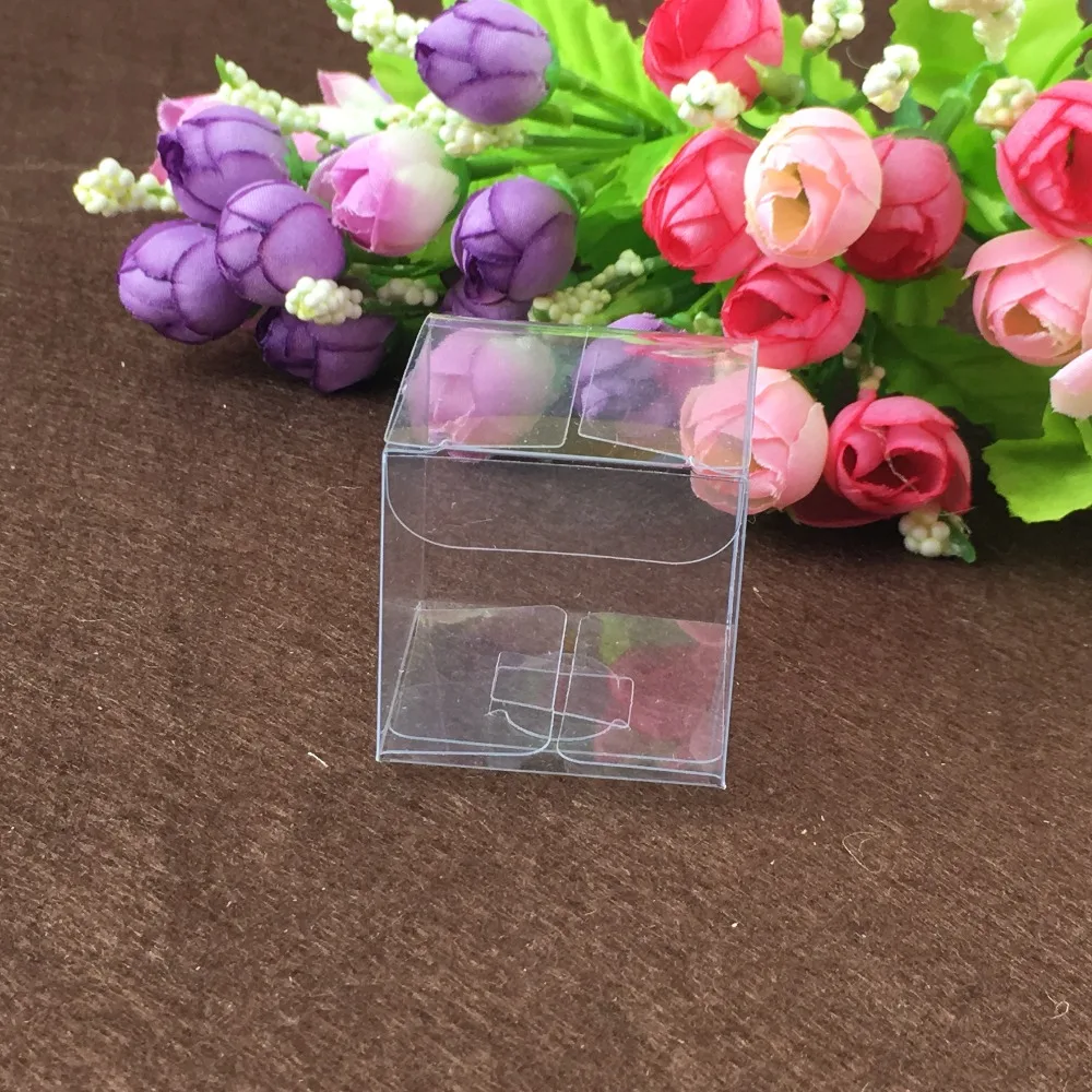 50pcs 5*5*5cm clear plastic pvc boxes packaging for giftchocolatecandycosmeticcakecrafts display package transparent Box