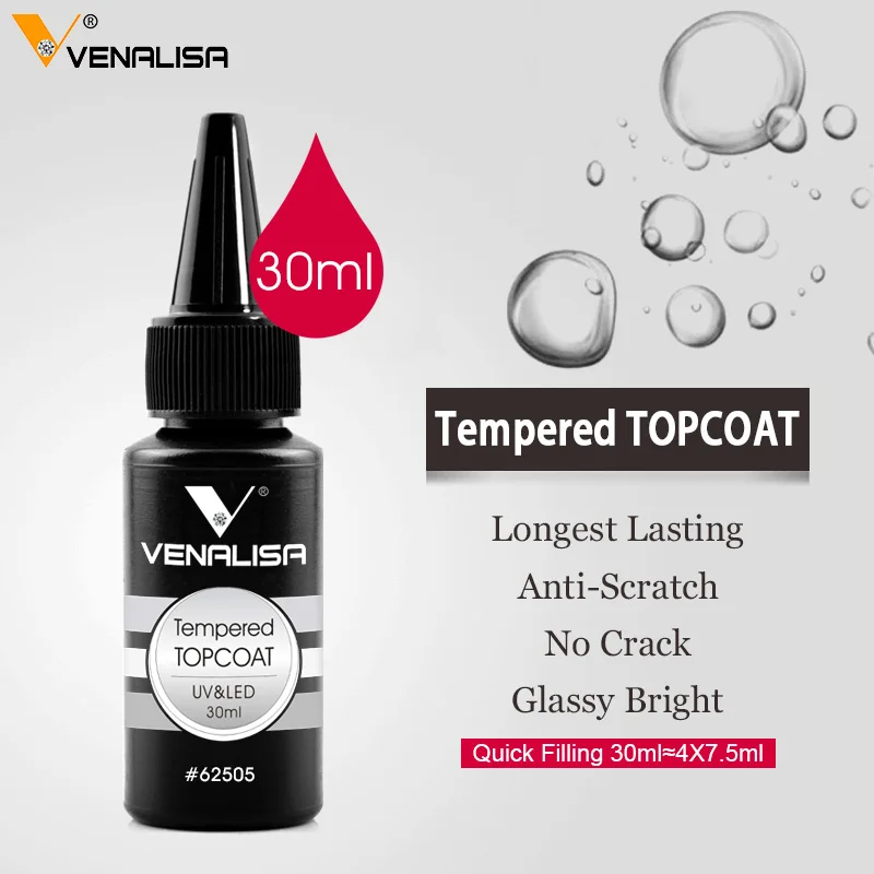 Nouveau vernis à ongles Venalisa 30ml 1oz, Gel de finition sans essuyage, Soak Off LED UV, couche de Base, Gel de remplissage renforcé