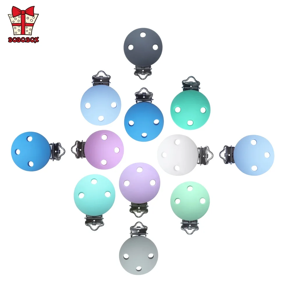 BOBO.BOX 1pcs Silicone Pacifier Chain Clip Holder Round Shaped Silicone Baby Teether DIY Cute Infant Clip Attachments Clip Beads