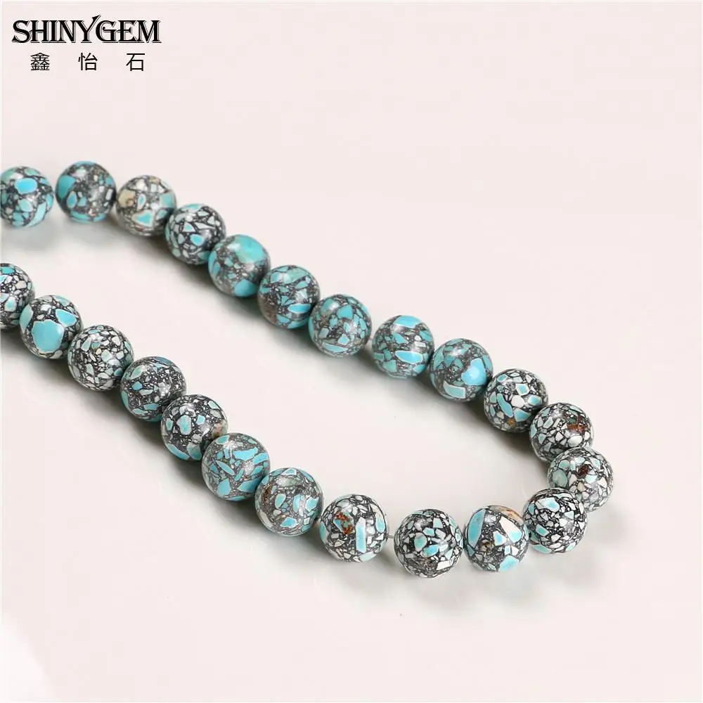 shinygem 14mm big round aaa grade wholesale lots bulk blue turquoises natural stone beads for jewelry making