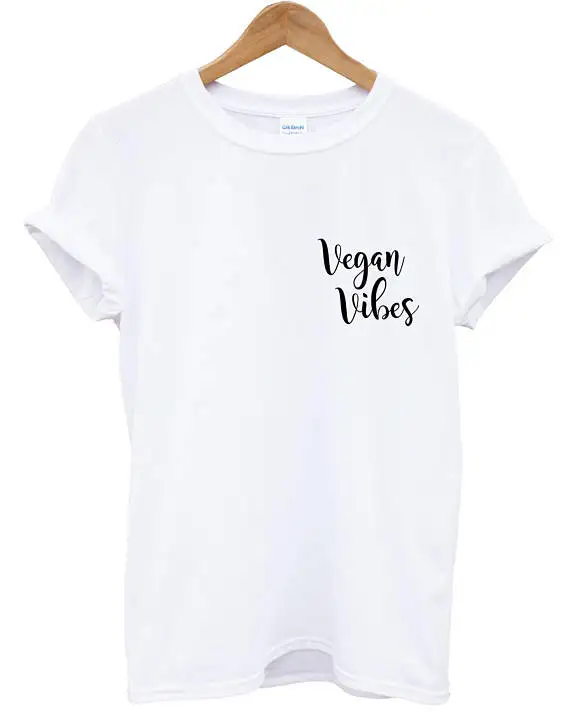 

Sugarbaby Vegan Vibes T-Shirt Vegan Shirt pocket veganism veggie unisex top tee t shirt cook chef food lover hippie gift Tops