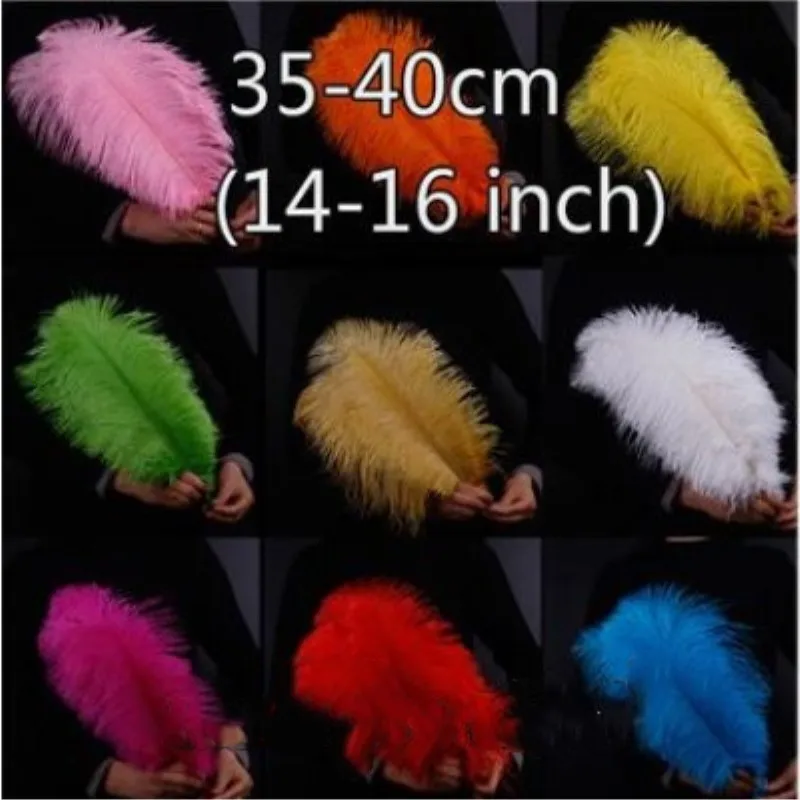 Free Shipping 100 Pcs/Lot 35-40 CM 14-16 Inches Fluffy White Black Ostrich Plumes Feather Centerpieces Wedding Party DIY Decor