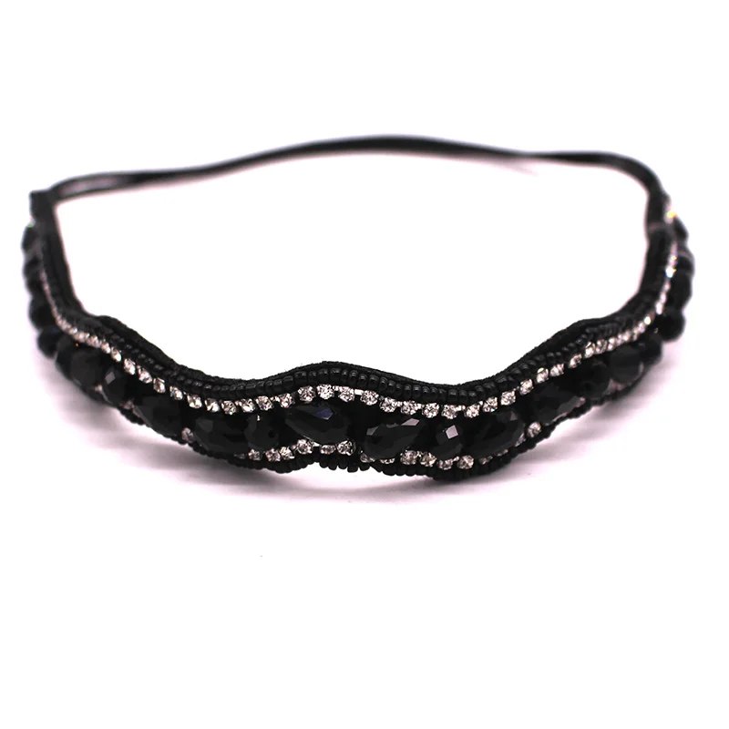 Metting Joura Bohemian Crystal Rhinestone Gun Black Facetedmetal Beads Headband Hairband Hair Accessories