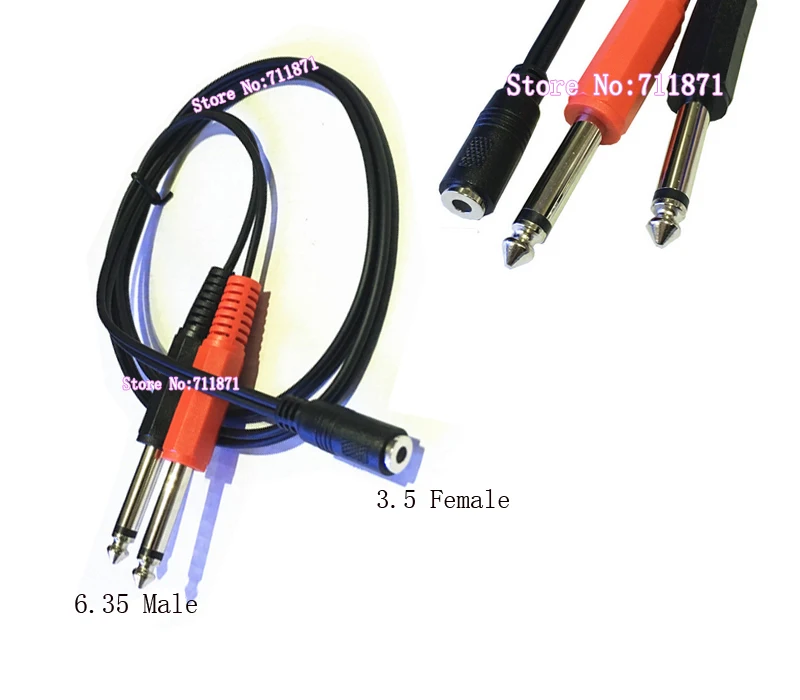 Cabo de áudio, linha de áudio dupla 100, 6.35 cm, 3.5, macho, fêmea, 6.35mm, 3.5mm, mixer mono cabo 3.5, fêmea para 6.35 macho