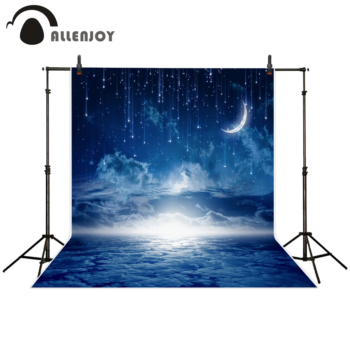 Allenjoy photography backdrop blue sky Meteor glitter crescent moon clouds Sea background for photo studio camera fotografica