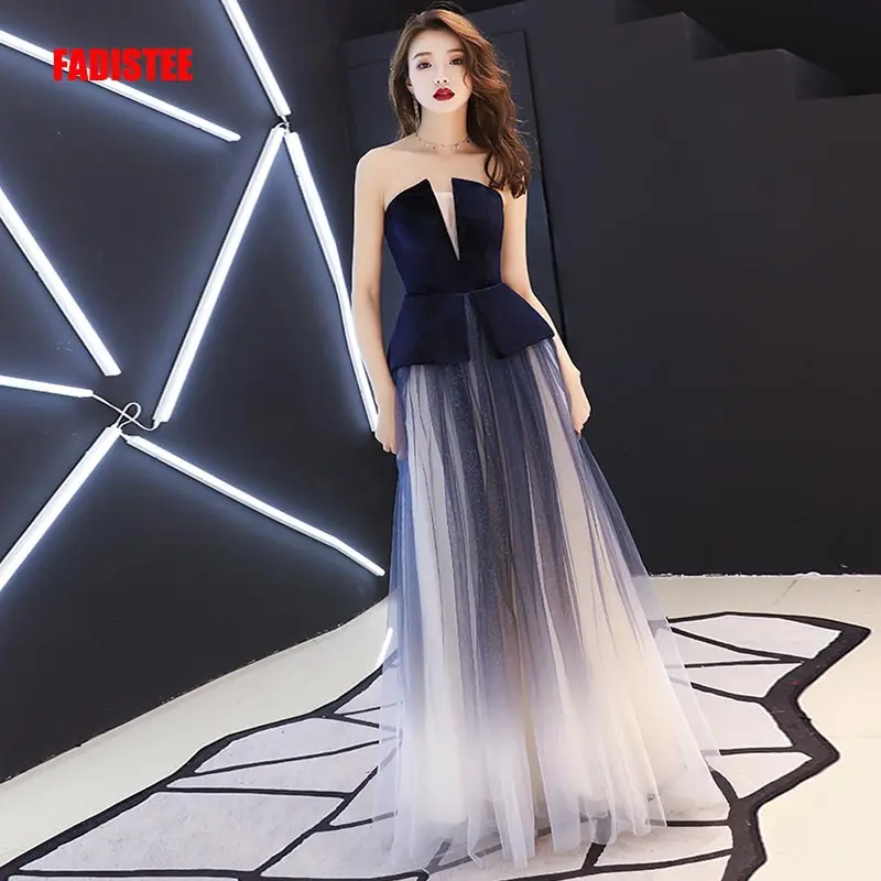 FADISTEE New arrival Vestido De Festa Long Evening Dress Bride Party Prom Dresses strapless gradually changing color velour