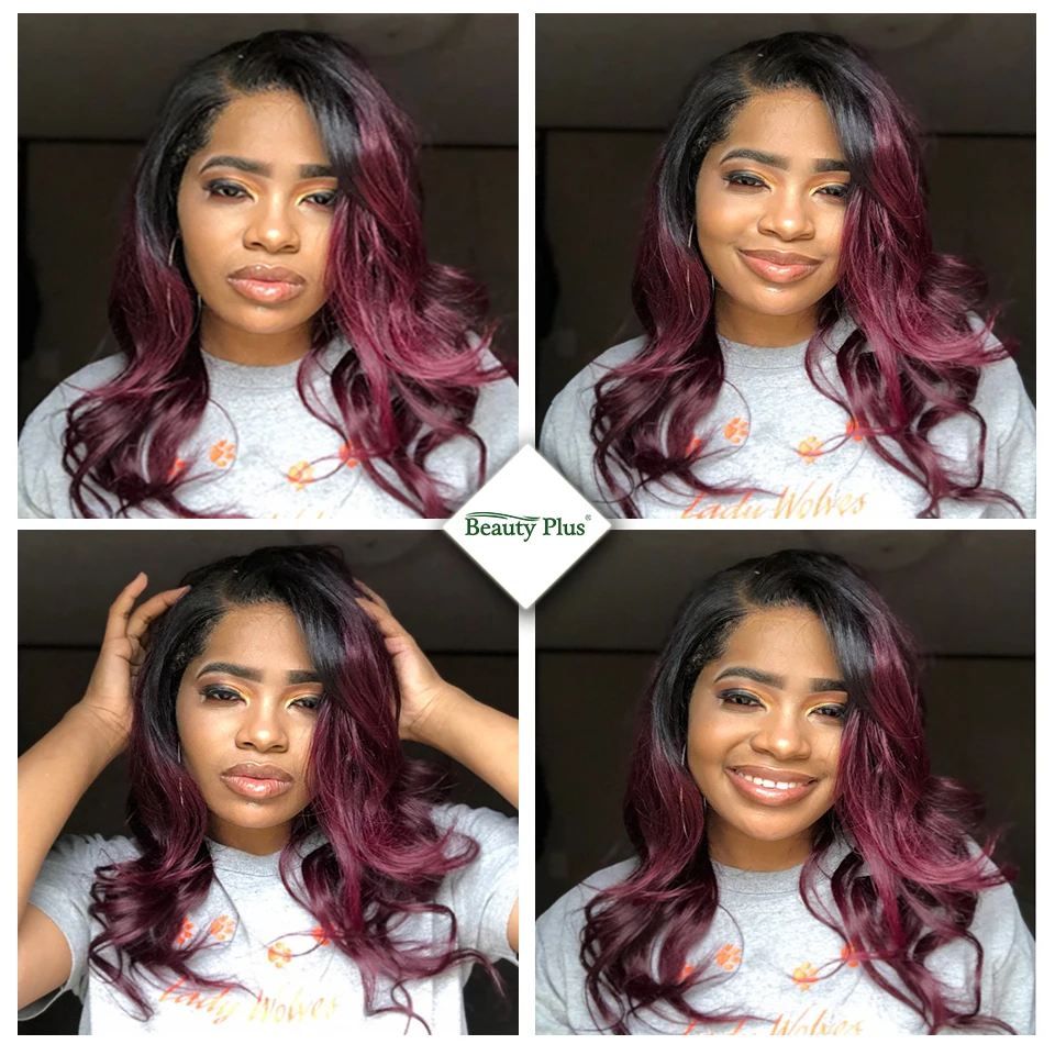 Ombre Bundels Met Sluiting Peruaanse Straight Menselijk Haar Weave Beauty Plus Remy Blauw Groen Roze Blonde 2 Bundels Met Sluiting