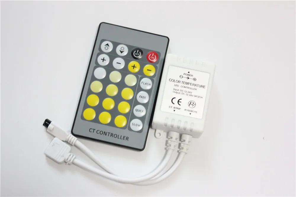 New 24 Key IR Remote Dimmer Controller For Dual White CT Color Temperature DC12-24V CCT Led Strip Light