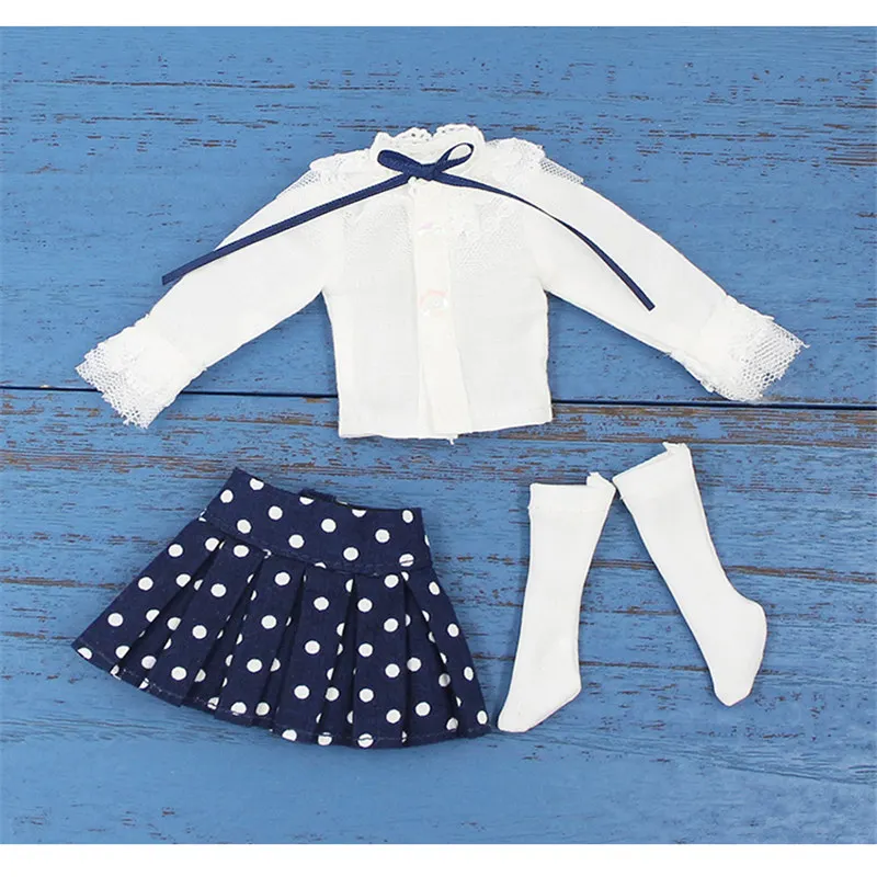 

DBS Blyth doll clothes White shirt polka dot skirt Suitable for the 1/6 JOINT body Licca icy