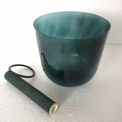 3th Octave Blackish green Crystal Singing Bowl 7.3 Inch in Perfect Musical Note 