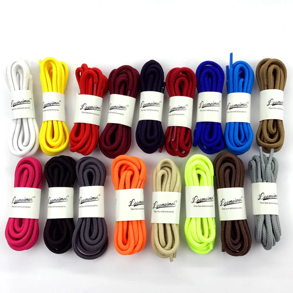 1Pair 20 Colors Top Quality Polyester Solid Classic Round Shoelaces Casual Sports Boots Lace 90cm 120cm 150cm