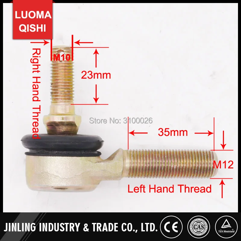 2 buah kit batang kemudi benang tangan kiri M10-M12 cocok untuk Tiongkok UTV Go Golf Kart Buggy Gear rak suku cadang sepeda