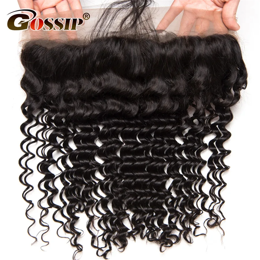 Remy Hair Deep Wave Frontal 13x4 Pre Plucked Lace Frontal Closure With Baby Hair Frontal Brazilian Hair 100% Human Hair