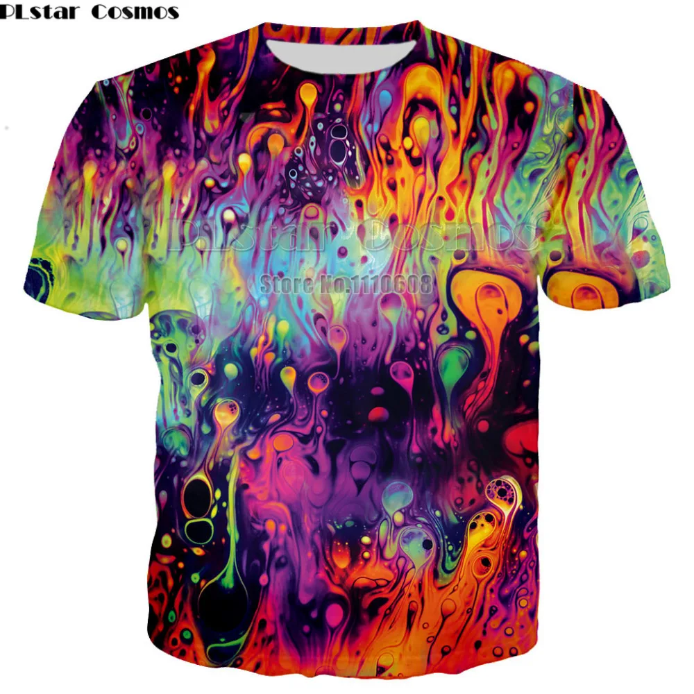 PLstar Cosmos t shirt uomo donna 3d stampato colorato Trippy estate top abiti di moda hip hop stampato elefano psichedelico Tees