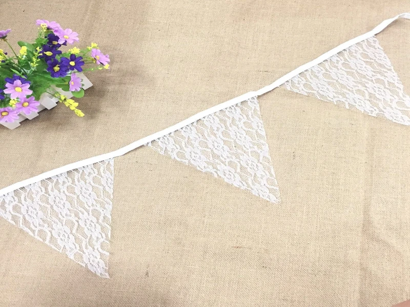 50sets/lot Fast Shipping 12 Flags Lace Vintage Party Wedding Pennant Bunting Banner Decor