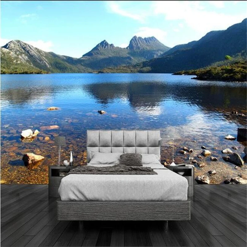 

beibehang papel de parede 3D custom mural wall papers home decor Lake mountain stream background bedroom wallpaper for walls 3 d