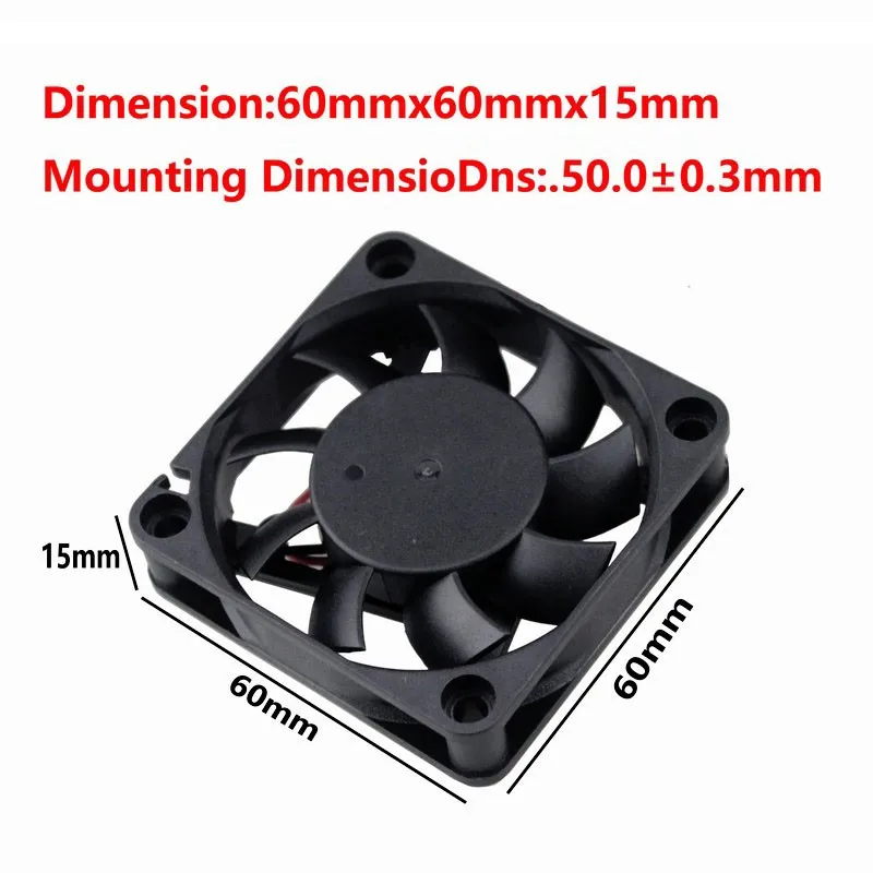 

Gdstime 1 Piece 12V 60x60X15mm Dual Ball Radiator 60mm x 15mm DC Brushless Cooling Fan 6015 6cm 2Pin Computer PC CPU Cooler