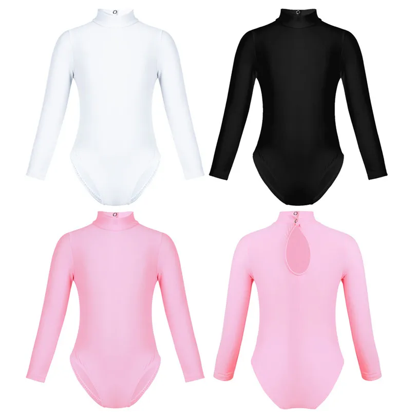 Girls Long Sleeve Ballet Leotards Dancewear Gymnastics Ballet Leotard Unitard Kids Spandex One Piece Leotards Dancewear Costumes