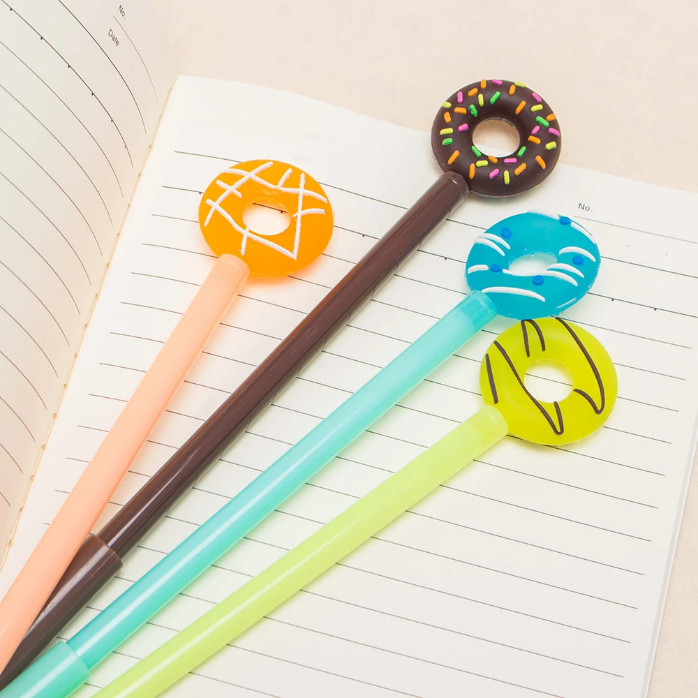 Jonvon Satone 4 pcs Cute Lollipop Donuts Gel Pen Black Ink Pen Korean Stationery Students Office School Office School Supplies