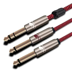 Wysokiej jakości stereofoniczny męski kabel Audio 6.35mm na podwójny 6.5mm 6.35mm do 2x6.35mm męski wtyczka Mono kabel do mikrofonu miksera Amp