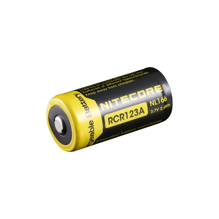 2PCS NITECORE RCR123A NL166 Li-ion Rechargeable Battery 650mAh 3.7V 2.4Wh