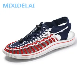 MIXIDELAI Summer Big Size 47 sandali da uomo moda tessitura a mano Design traspirante scarpe da spiaggia Casual sandali da esterno per uomo