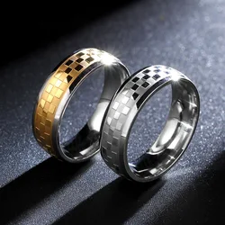 KNOCK Personalized Gold-color Wedding Bands Ring for Women Men Jewelry 6mm Stainless Steel Engagement Ring Anniversary Gift