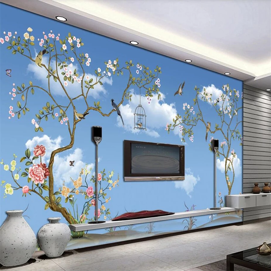 

papel de parede Custom wallpaper 3d murals pen and flower sofa background wall living room bedroom restaurant cafe 3d wallpaper