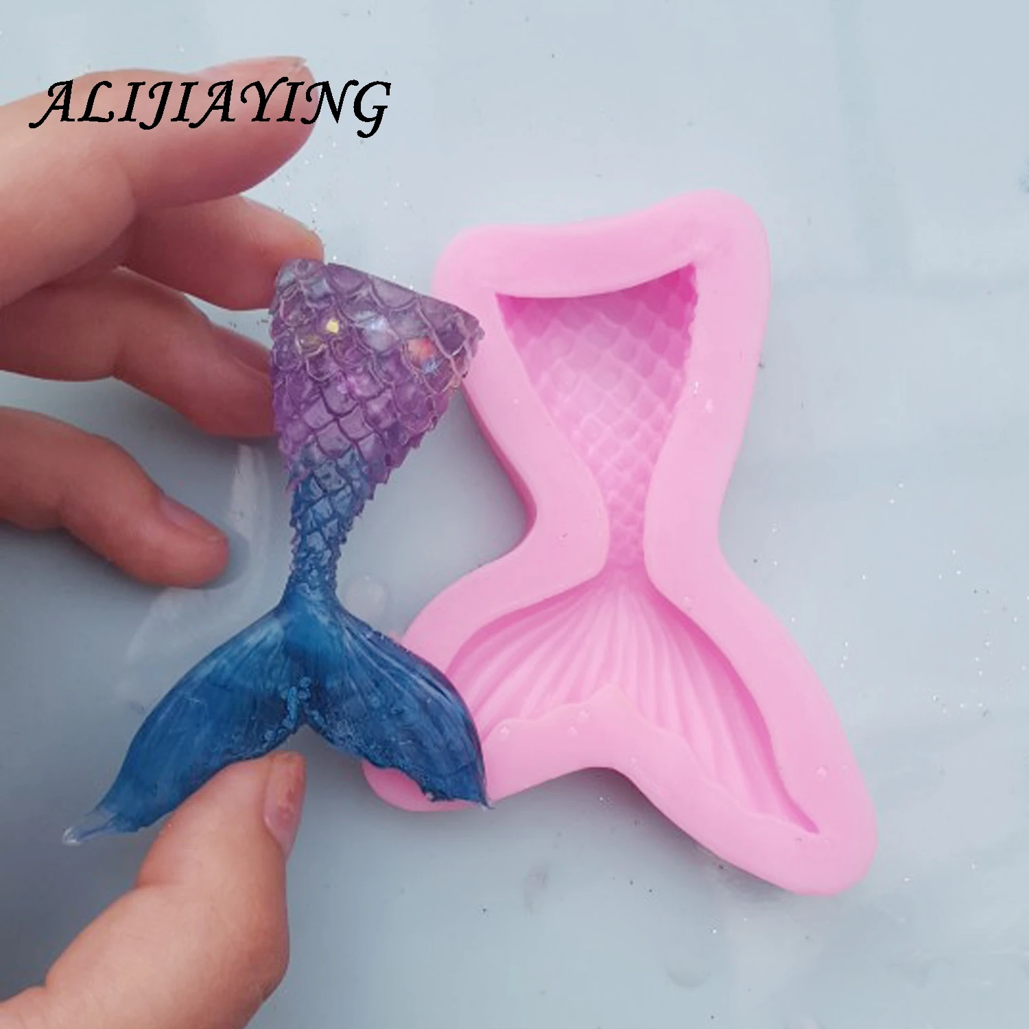 1Pcs DIY Christening Mermaid Tail Silicone Mold Fondant Cake Decorating Baking Tools Handmade Soap Mold Fish Fork tail D0562