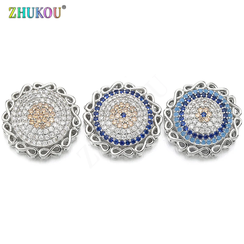 19*19mm 패션 황동 큐빅 지르코니아 라운드 모양 꽃 매력 커넥터, DIY 보석 만들기, 모델: VS293