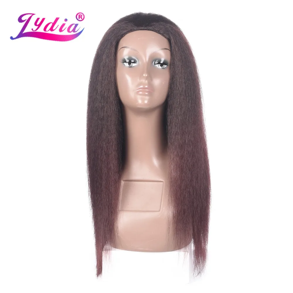 Lydia For Kinky Straight Synthetic Half Wigs 3/4 Hair wigs Mix Color T2/99J 20\