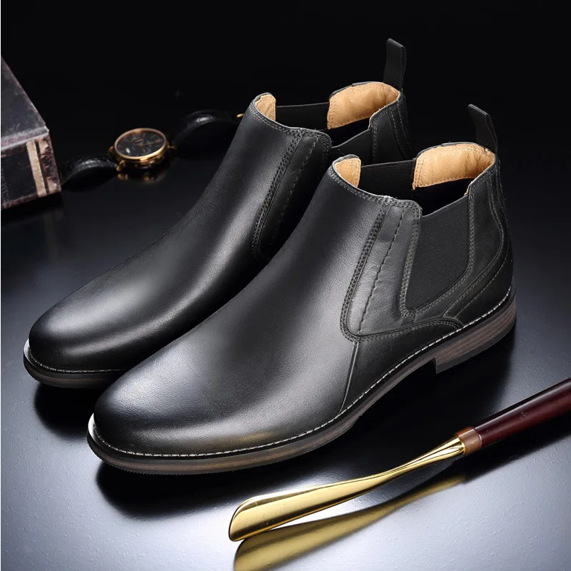 NPEZKGC New Men shoes Chelsea boots Genuine Leather 2022 Man Ankle Boots man Super Large size 40-48 spring autumn male boots