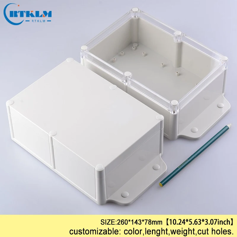 ABS Plastic Enclosure Project Outdoor Junction Box Waterproof Electric Box DIY Housing Power Supply Enclosure 260*143*78mm