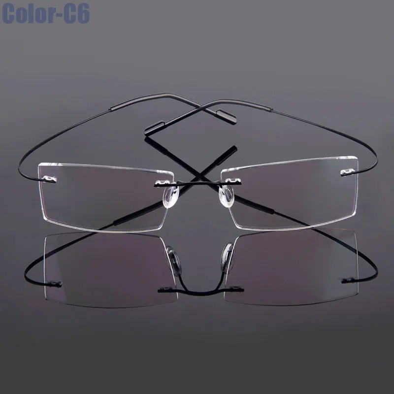 Gmei Optische Mode Randlose Brille Rahmen Speicher Legierung Brillen Rezept Ultraleicht Flexible Rahmen 9 Farben T8089