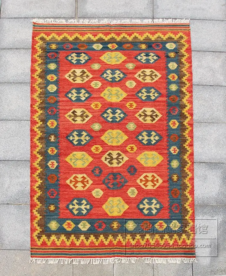 

KELIM three-dimensional handmade wool weave double-sided carpet living room coffee table bedroom American village 34gc149yg4