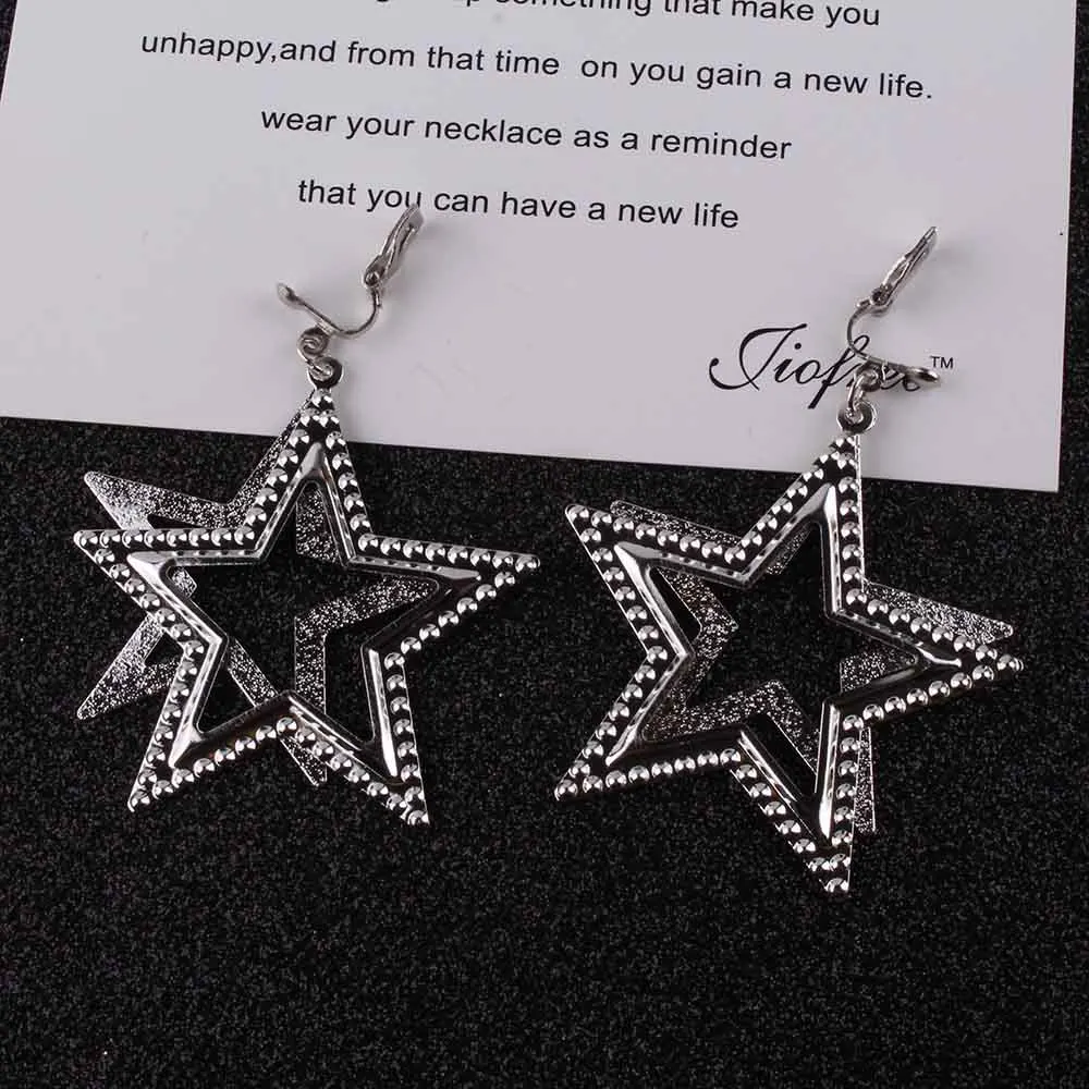 2018 New Sale five-pointed star Trendy Stars Clip Earrings For Women Ear Clip on Earrings Without Piercing Statement Jewlery