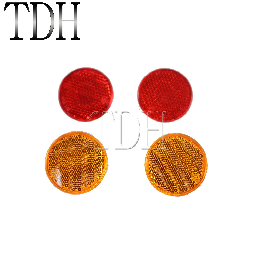 40mm Round Red And Amber Motorcycle Reflector With Mounting Screw On Back Bolt Stud Fixing Warning Reflectors Sign