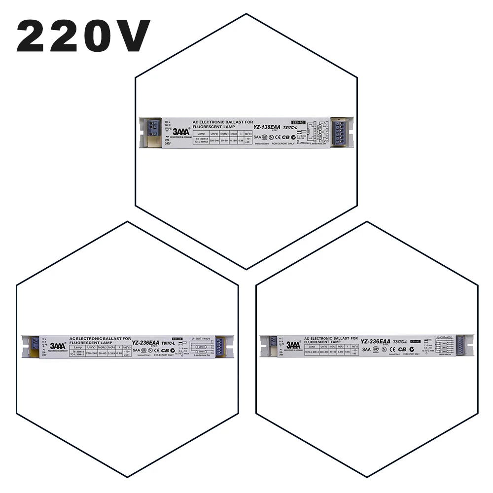 220V YZ-136EAA YZ-236EAA YZ-336EAA T8/TC-L 2*36W 3*36W T8 Electronic Ballast For T8 36W Fluorescent Lamp Advertising Light Box