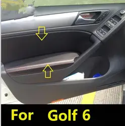 For Volkswagen Golf 6 Microfiber Front / Rear Door Panels Armrest Leather Cover Protective Trim car interior