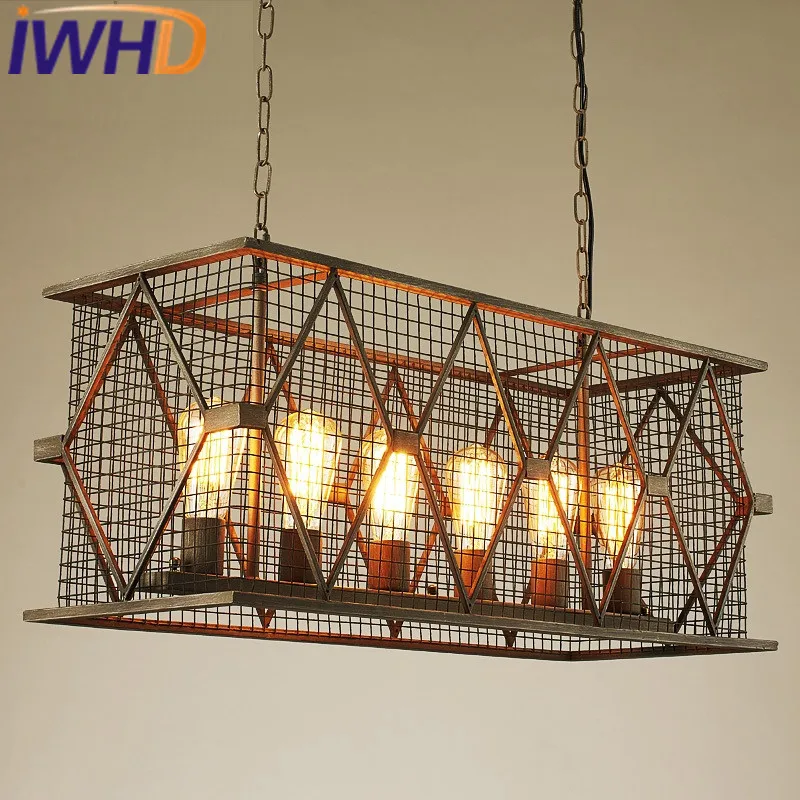 

IWHD 6 Heads Lamparas Style Loft Industrial Lighting Pendant Light Fixtures Rusty color Iron Retro Lamp Suspension Luminair