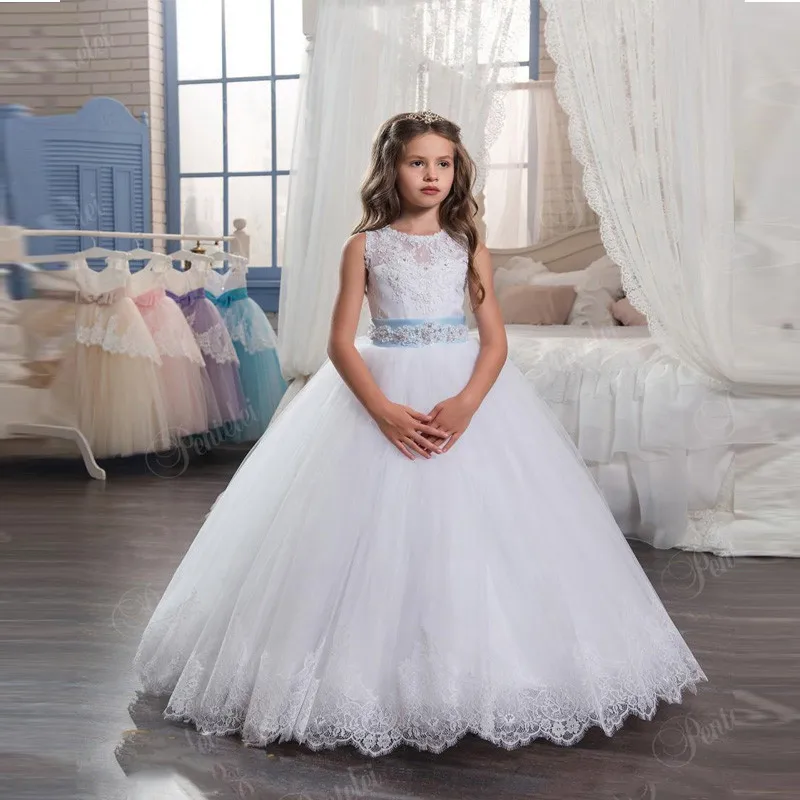 

Fancy little girls dresses with sash princess girls dresses vestidos de nina children kids ball gowns girls mesh flower dress