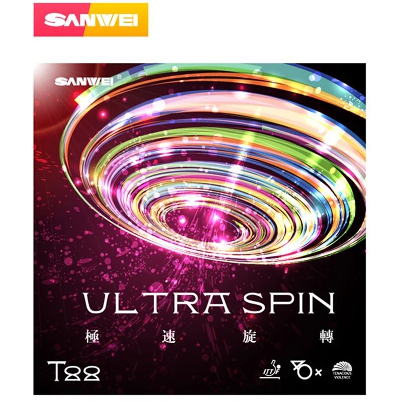 SANWEI T88 ULTRA Spin tenis stołowy guma pół-lepkie prędkości treningowe pryszcze w oryginalnej gąbce SANWEI Ping Pong