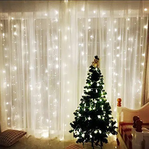 3M*3M 300led fairy string icicle led curtain light Xmas Christmas Wedding garden party Window decor 220V 12strand-4 Color option