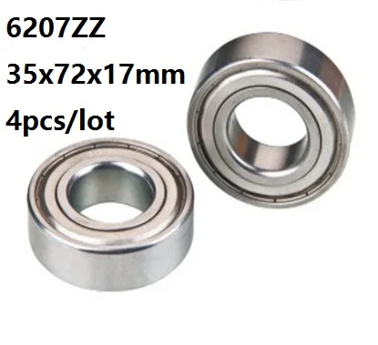 

4pcs/lot 35x72x17mm 6207ZZ 6207Z 6207 Z ZZ Bearings 35*72*17mm Double metal seal Deep Groove Ball bearing