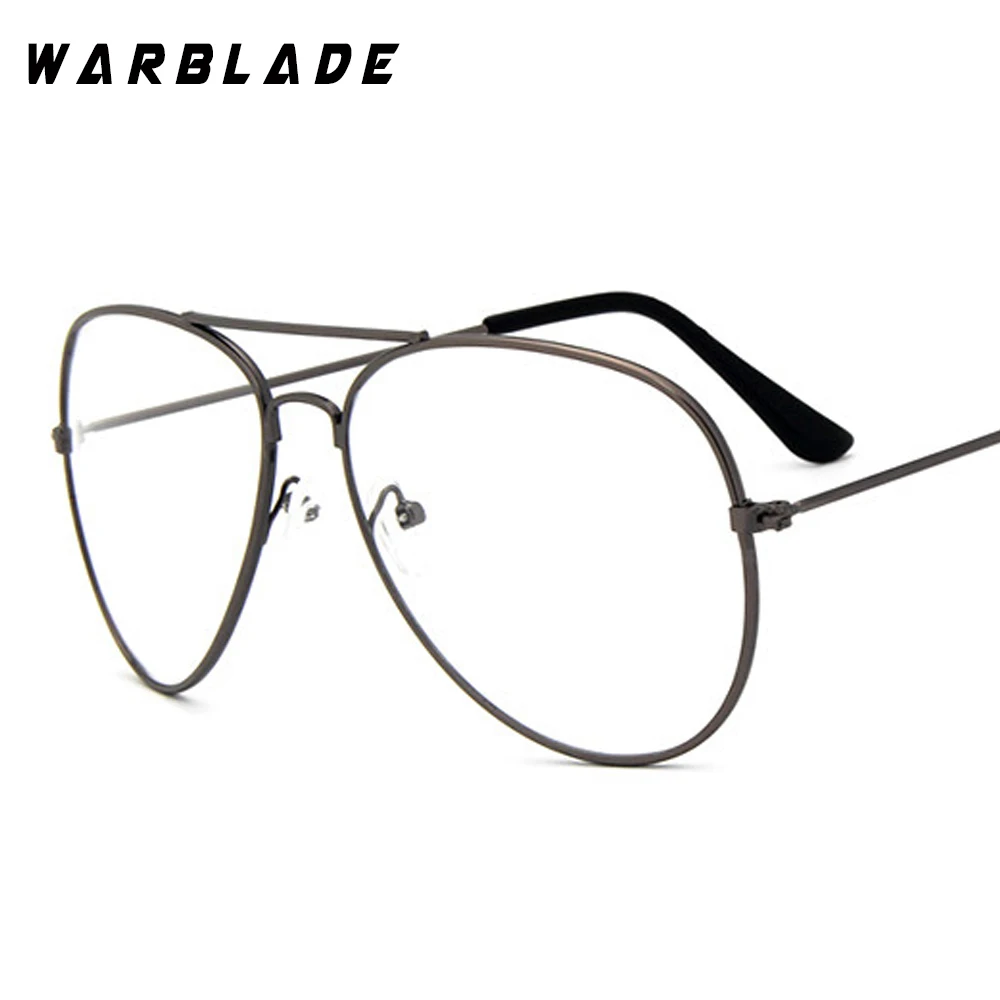 Classic Pilot Glasses Transparent Clear Glasses women Alloy Frame Optics Aviation Eyeglasses Men Lens oculos de sol WarBLade
