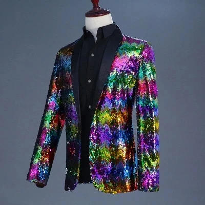 Luxury mens colorful sequined event/stage performance short tuxedo jacket/stage performance/ASIA SIZE