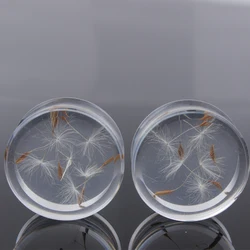 1 Pair White Dandelion Flower Ear Plug Acrylic Flesh Ear Plug Tunnel Ear Expander Gauges Body Piercing Oreja Jewelry 10-25mm