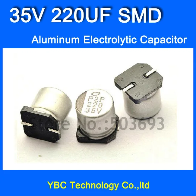 

100pcs/lot 35V 220UF SMD Aluminum Electrolytic Capacitor 10*10.4MM